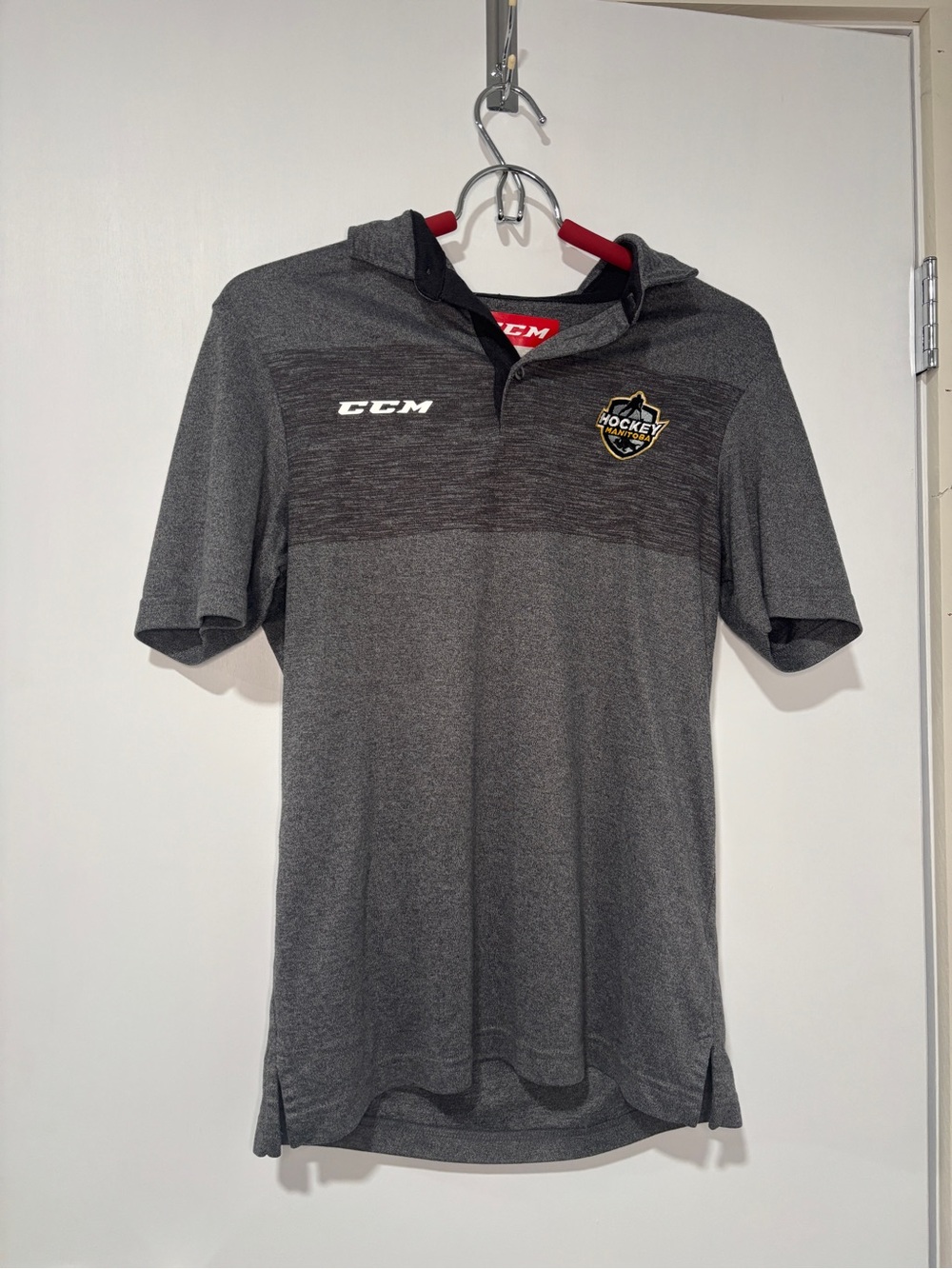 CCM Men’s Charcoal Gray hockey Manitoba golf shirt